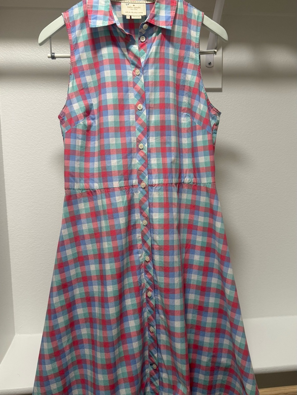 Kate Spade Plaid Shirt Dress Size 6 Sleeveless Button Front Cotton